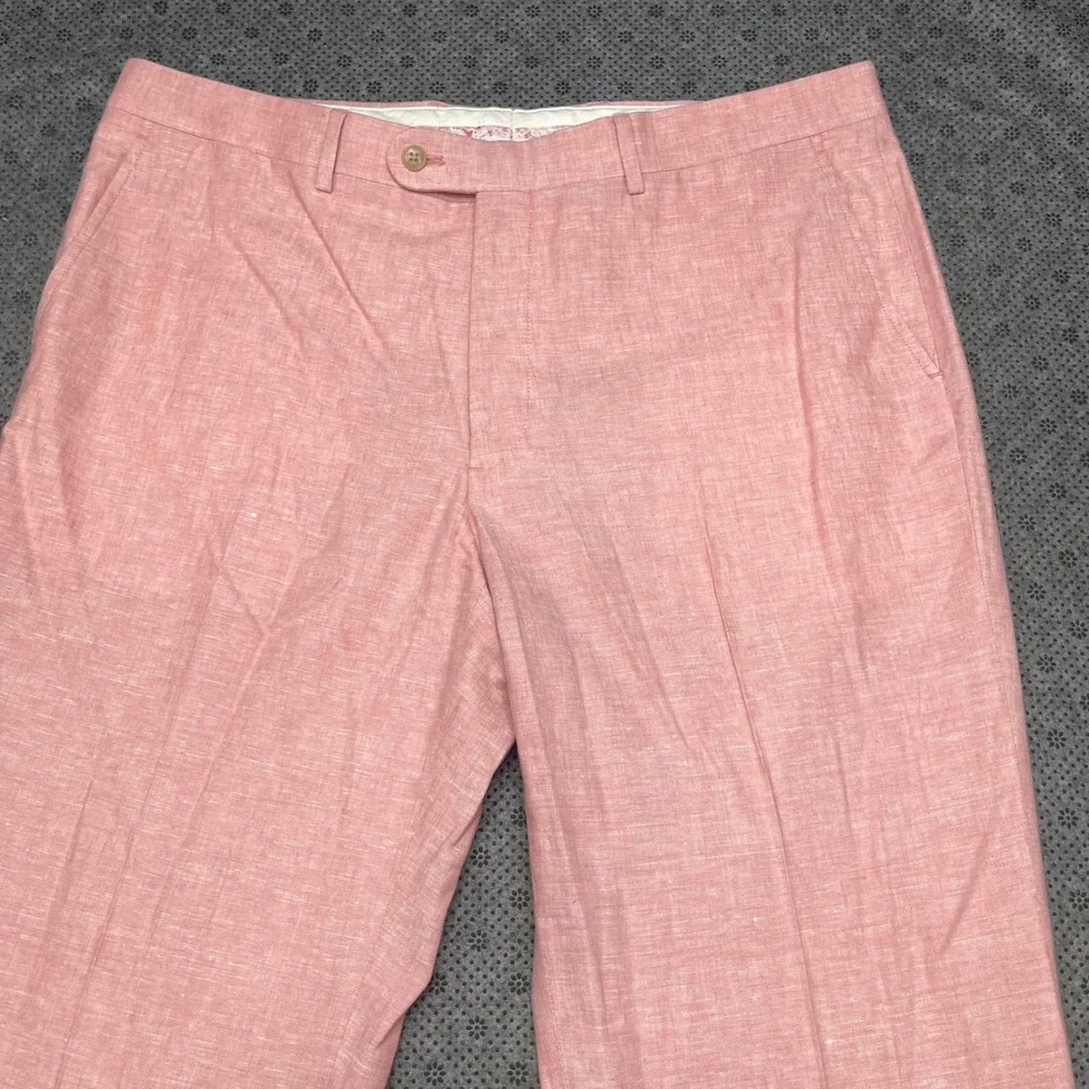 Joseph Abboud Mens Pink Linen Blend Flat Front Dress Pants 38x28 Summer Beach